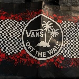 Vans Black and White Checkered Tote with Red Accents